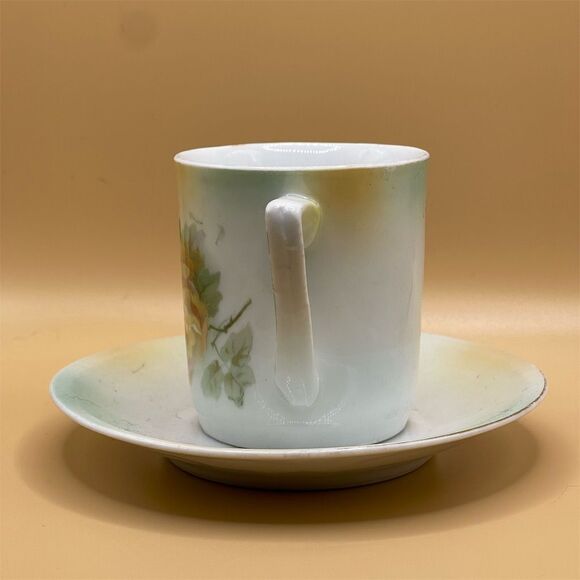 Vintage Porcelain Tea Cup & Saucer Hand-Painted Roses Antique 1900-1919 - Picture 3 of 9